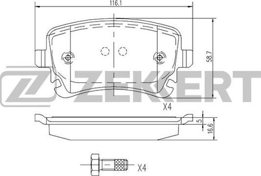 Zekkert BS-1256 - Комплект спирачно феродо, дискови спирачки vvparts.bg