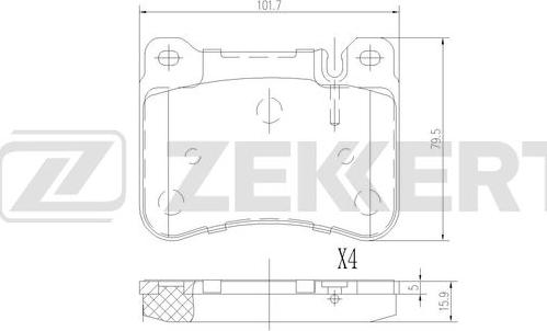 Zekkert BS-1208 - Комплект спирачно феродо, дискови спирачки vvparts.bg