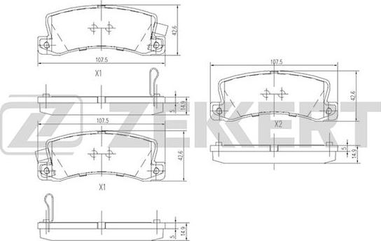 Zekkert BS-1216 - Комплект спирачно феродо, дискови спирачки vvparts.bg