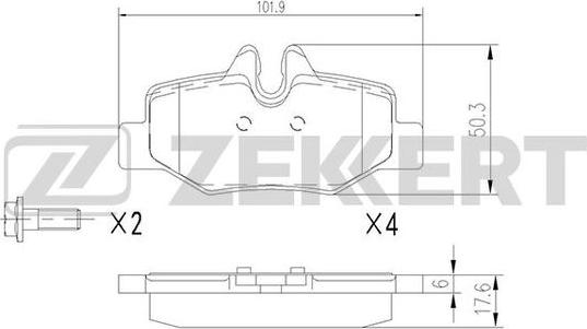 Zekkert BS-1212 - Комплект спирачно феродо, дискови спирачки vvparts.bg