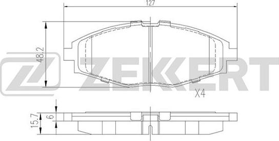 Zekkert BS-1285 - Комплект спирачно феродо, дискови спирачки vvparts.bg