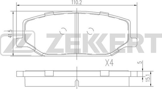 Zekkert BS-1231 - Комплект спирачно феродо, дискови спирачки vvparts.bg