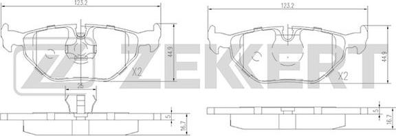 Zekkert BS-1232 - Комплект спирачно феродо, дискови спирачки vvparts.bg
