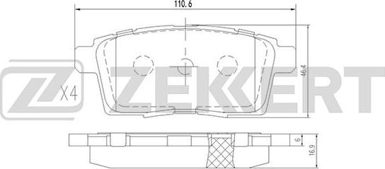 Zekkert BS-1229 - Комплект спирачно феродо, дискови спирачки vvparts.bg