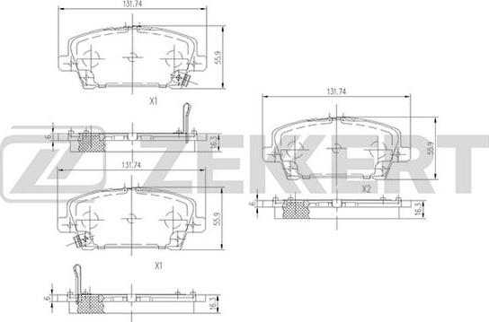 Zekkert BS-1227 - Комплект спирачно феродо, дискови спирачки vvparts.bg