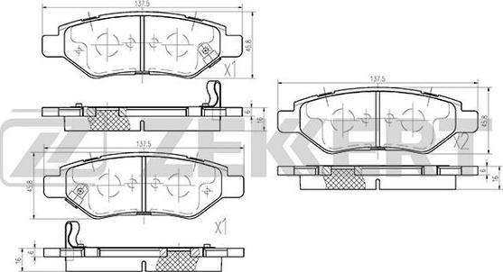 Zekkert BS-1274 - Комплект спирачно феродо, дискови спирачки vvparts.bg