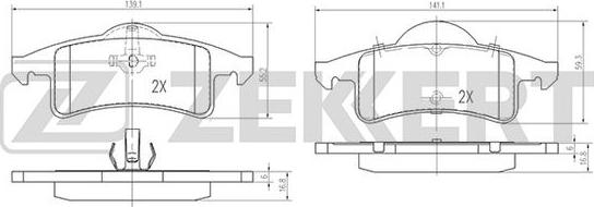 Zekkert BS-1277 - Комплект спирачно феродо, дискови спирачки vvparts.bg