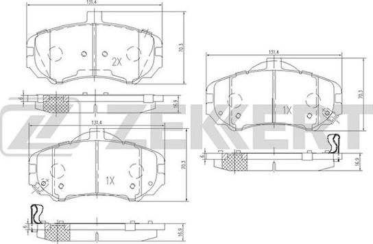 Zekkert BS-1797 - Комплект спирачно феродо, дискови спирачки vvparts.bg