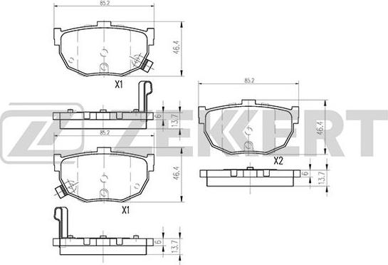 Zekkert BS-1766 - Комплект спирачно феродо, дискови спирачки vvparts.bg