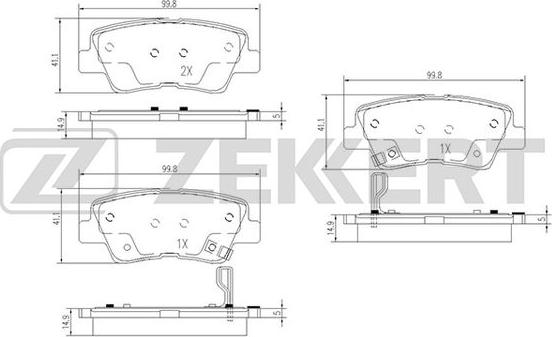 Zekkert BS-1788 - Комплект спирачно феродо, дискови спирачки vvparts.bg