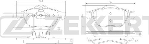 Zekkert BS-3044 - Комплект спирачно феродо, дискови спирачки vvparts.bg
