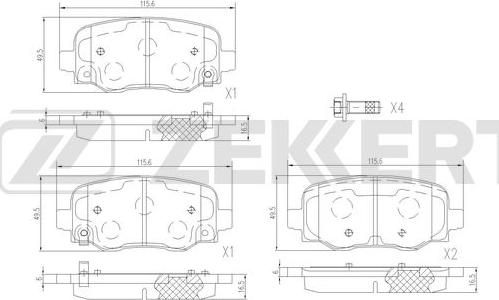 Zekkert BS-3058 - Комплект спирачно феродо, дискови спирачки vvparts.bg