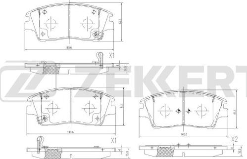 Zekkert BS-3061 - Комплект спирачно феродо, дискови спирачки vvparts.bg