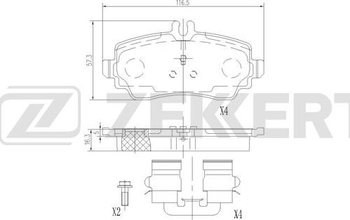 Zekkert BS-3034 - Комплект спирачно феродо, дискови спирачки vvparts.bg