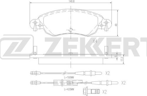 Zekkert BS-3036 - Комплект спирачно феродо, дискови спирачки vvparts.bg