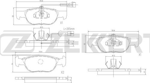 Zekkert BS-3033 - Комплект спирачно феродо, дискови спирачки vvparts.bg