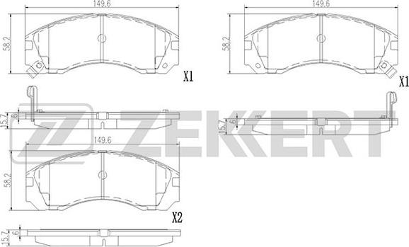 Zekkert BS-3022 - Комплект спирачно феродо, дискови спирачки vvparts.bg