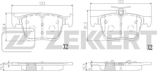 Zekkert BS-2952 - Комплект спирачно феродо, дискови спирачки vvparts.bg