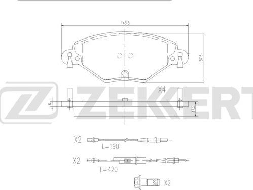 Zekkert BS-2909 - Комплект спирачно феродо, дискови спирачки vvparts.bg