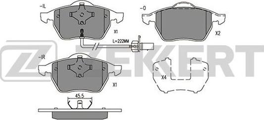 Zekkert BS-2908 - Комплект спирачно феродо, дискови спирачки vvparts.bg