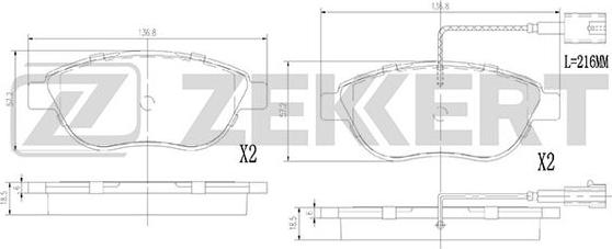 Zekkert BS-2919 - Комплект спирачно феродо, дискови спирачки vvparts.bg