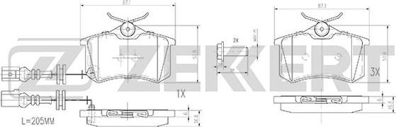 Zekkert BS-2917 - Комплект спирачно феродо, дискови спирачки vvparts.bg