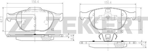 Zekkert BS-2924 - Комплект спирачно феродо, дискови спирачки vvparts.bg