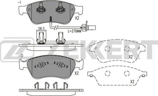 Zekkert BS-2928 - Комплект спирачно феродо, дискови спирачки vvparts.bg