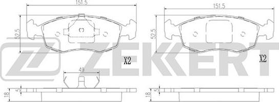 Zekkert BS-2975 - Комплект спирачно феродо, дискови спирачки vvparts.bg