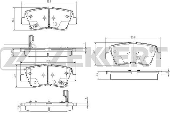 Zekkert BS-2444 - Комплект спирачно феродо, дискови спирачки vvparts.bg