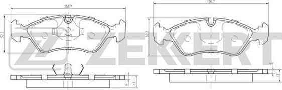 Zekkert BS-2458 - Комплект спирачно феродо, дискови спирачки vvparts.bg