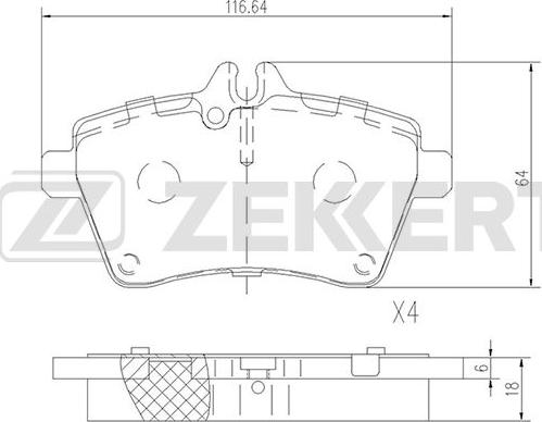 Zekkert BS-2469 - Комплект спирачно феродо, дискови спирачки vvparts.bg