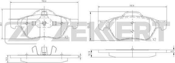 Zekkert BS-2488 - Комплект спирачно феродо, дискови спирачки vvparts.bg