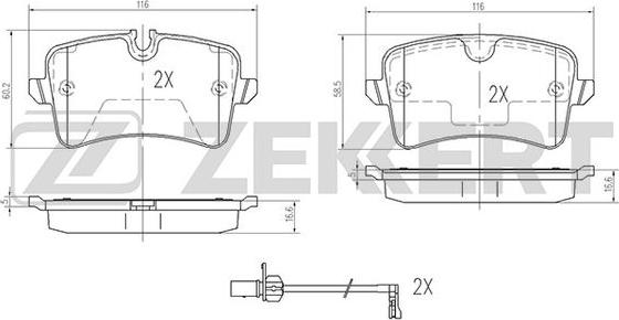 Zekkert BS-2426 - Комплект спирачно феродо, дискови спирачки vvparts.bg