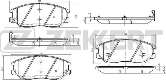 Zekkert BS-2422 - Комплект спирачно феродо, дискови спирачки vvparts.bg