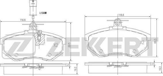 Zekkert BS-2541 - Комплект спирачно феродо, дискови спирачки vvparts.bg