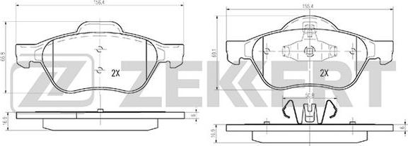 Zekkert BS-2514 - Комплект спирачно феродо, дискови спирачки vvparts.bg