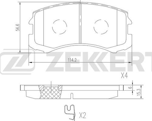 Zekkert BS-2538 - Комплект спирачно феродо, дискови спирачки vvparts.bg