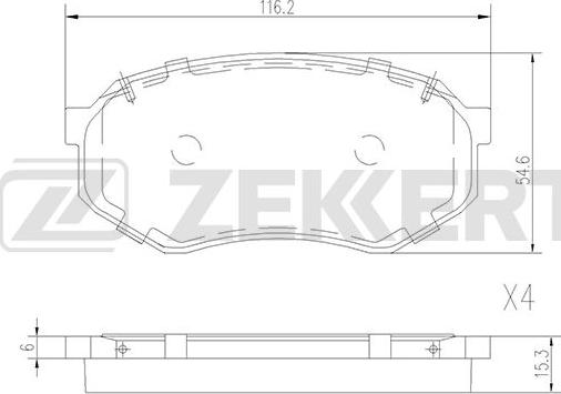 Zekkert BS-2528 - Комплект спирачно феродо, дискови спирачки vvparts.bg