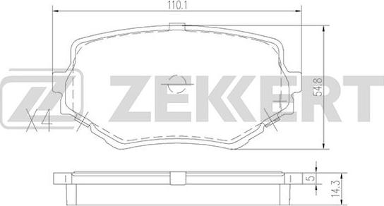 Zekkert BS-2612 - Комплект спирачно феродо, дискови спирачки vvparts.bg