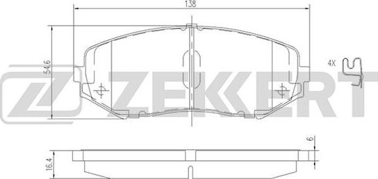 Zekkert BS-2620 - Комплект спирачно феродо, дискови спирачки vvparts.bg