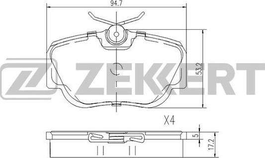 Zekkert BS-2069 - Комплект спирачно феродо, дискови спирачки vvparts.bg