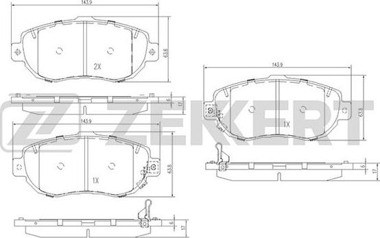 Zekkert BS-2086 - Комплект спирачно феродо, дискови спирачки vvparts.bg