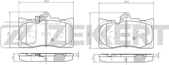 Zekkert BS-2082 - Комплект спирачно феродо, дискови спирачки vvparts.bg