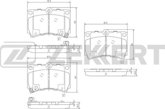 Zekkert BS-2030 - Комплект спирачно феродо, дискови спирачки vvparts.bg