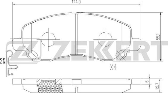 Zekkert BS-2198 - Комплект спирачно феродо, дискови спирачки vvparts.bg