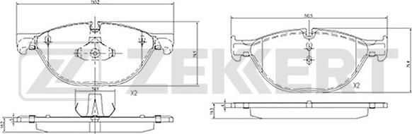 Zekkert BS-2144 - Комплект спирачно феродо, дискови спирачки vvparts.bg