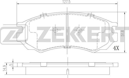 Zekkert BS-2153 - Комплект спирачно феродо, дискови спирачки vvparts.bg