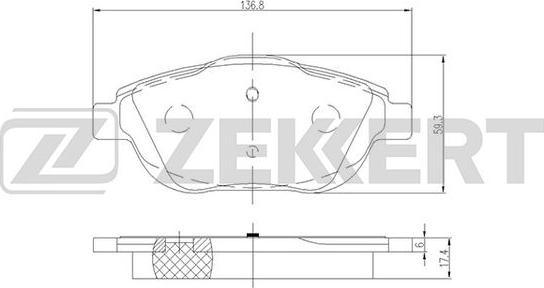 Zekkert BS-2157 - Комплект спирачно феродо, дискови спирачки vvparts.bg