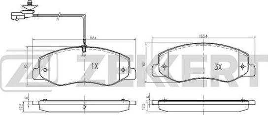 Zekkert BS-2165 - Комплект спирачно феродо, дискови спирачки vvparts.bg